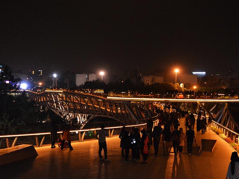 Tabiat Bridge in the night with all the people